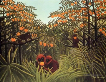  orange Tableau - singes dans l’Orangeraie Henri Rousseau singe